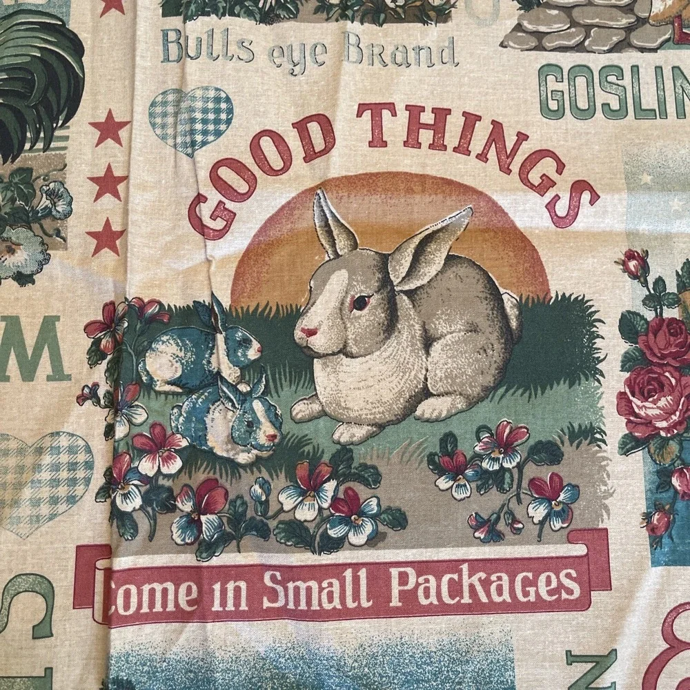 Vintage Concord Fabric Sharon Kessler Farm Animals Feedsack Labels Sripe 1 Yard - Picture 7 of 7